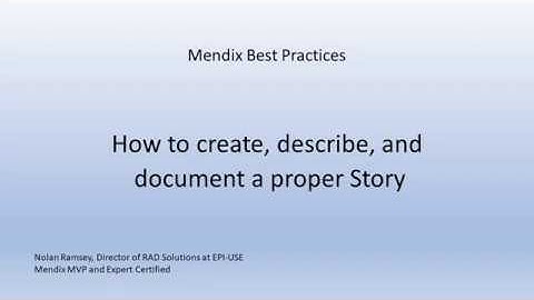 Mendix Best Practices-Creating A Story
