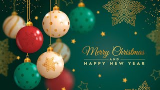 Happy new year 2024 and Merry Christmas 2024 background video with baubles and stars 100% free