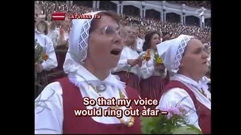Latvian Song Festival 1990 - "Stāvēju, dziedāju" (I Stood And I Sang) ENGLISH subtitles/translation