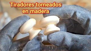 Torno madera fabricación de tiradores para muebles 