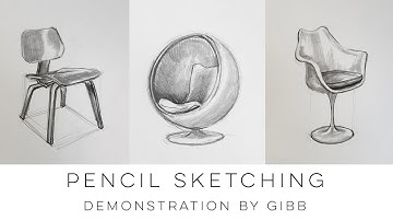 How to draw furniture - a beginners sketching tutorial on three classic chairs