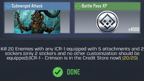 Call Of Duty Mobile Kill 20 Enemies with any ICR-1 equipped with 5 attachments and 2 stickers