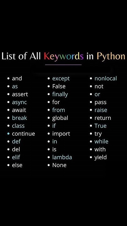 What are the various Keywords in Python #keywords #pythonshot # ...