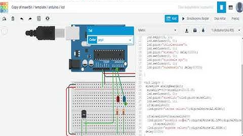 tinkerCAD tmp36 Lcd ekranli iklimlendirme sistemi