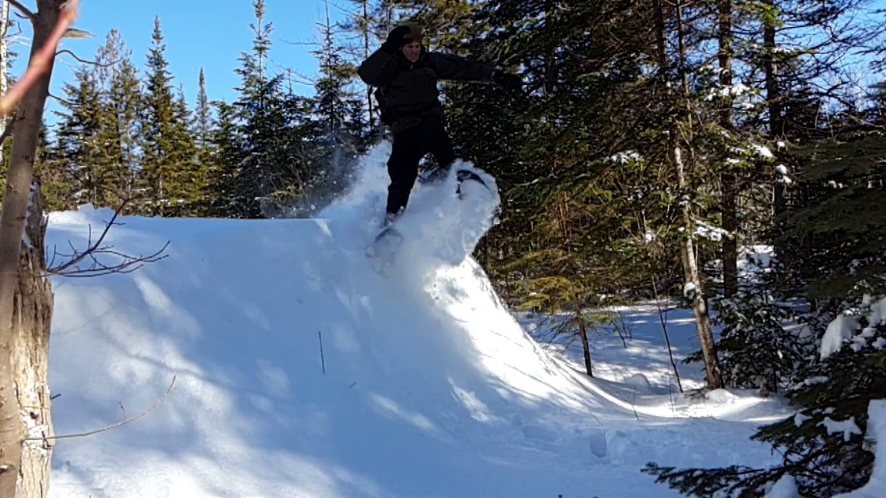 Snowshoes jump in slow motion YouTube