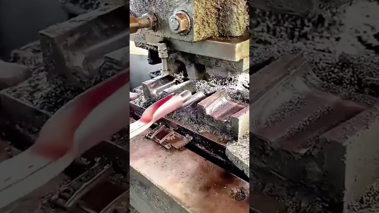 Precision Metal Punching Process Creating Curved Steel Components with Industrial Machinery