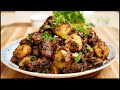 This meat and potatoes with mushrooms dish is so good  beef ribeye steak dinner