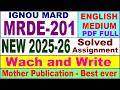MRDE 201 solved assignment 2025-26 in English || mrde 201 solved assignment 2026 || ignou mrde201