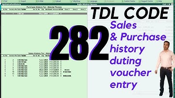 Tally TDL chapter 282 for sales & Purchase history during voucher entry by Rajiv Mishra Computer