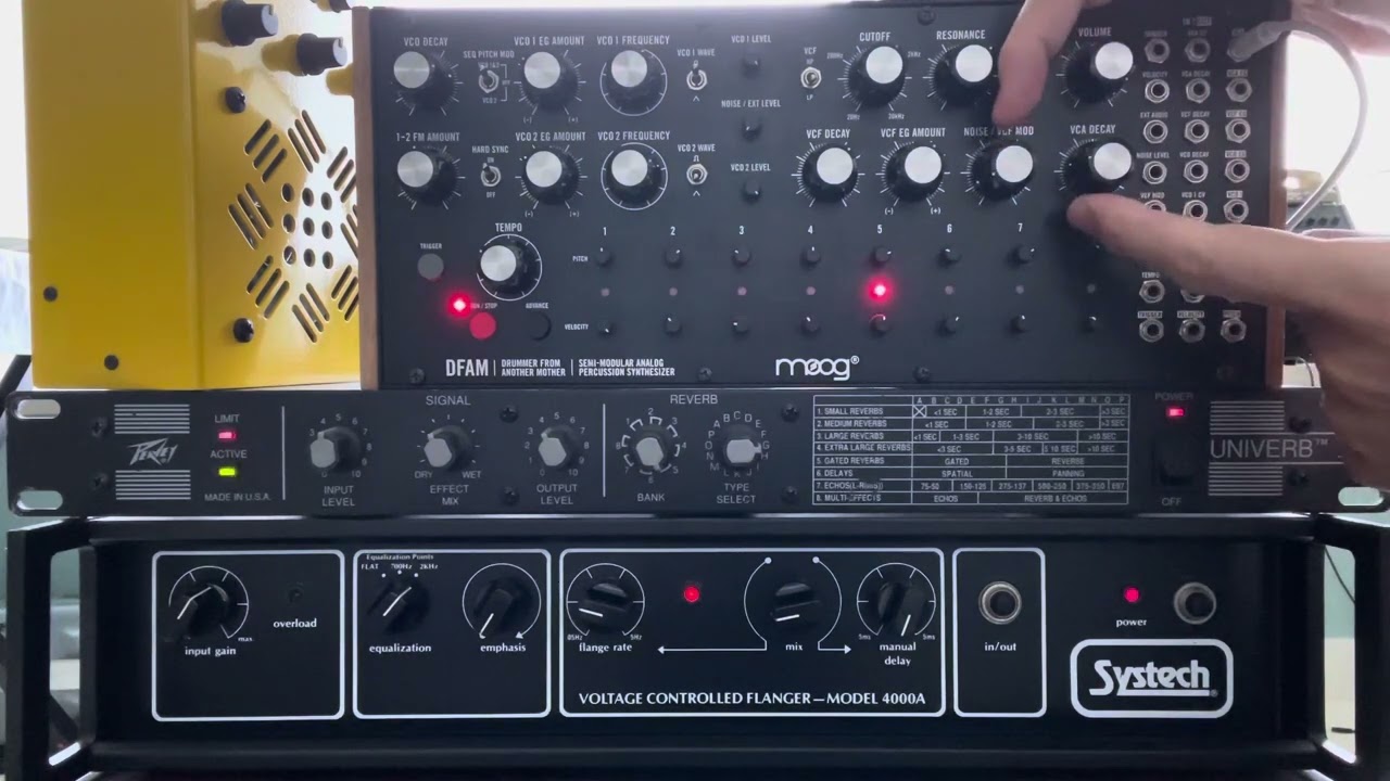 7/24/23 DEMO: Moog DFAM into Systech 4000A (for sale) into Peavey Univerb II (for sale)