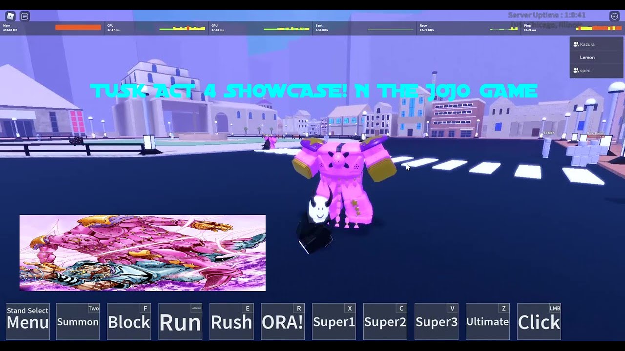 Using Tusk Act 4 In Different Roblox JoJo Games 