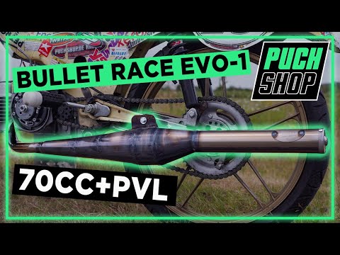 BULLET RACE EVO-1 Puch Maxi 70cc Exhaust sound test + Fly by