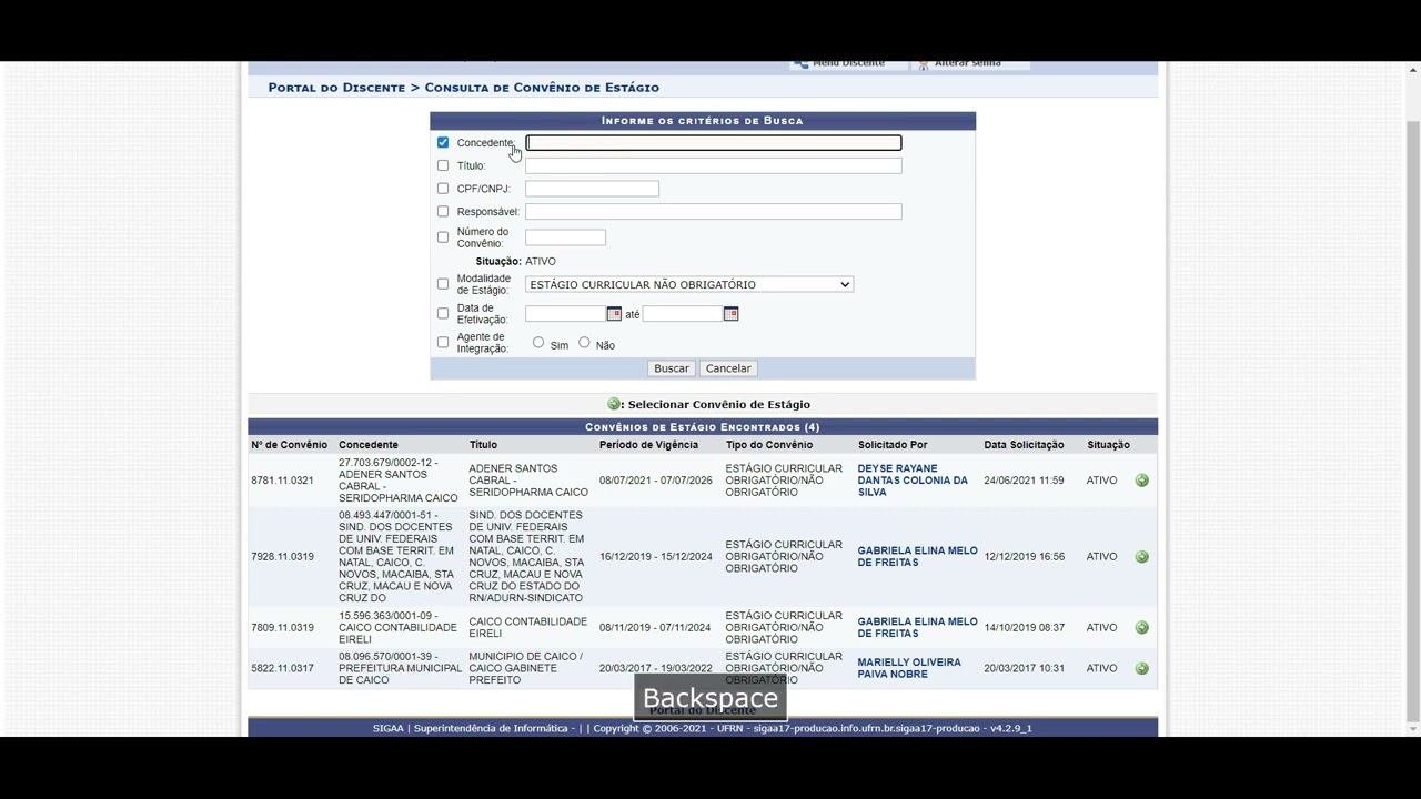 Como fazer o pré cadastro de estágios