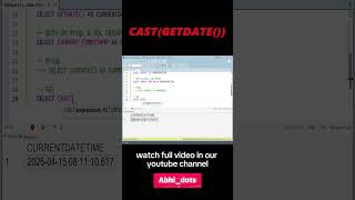 SQL CAST(GETDATE()) Function Explanation In Telugu