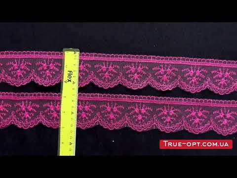 Мереживо 6см, 9 метрів моток, колір фуксія, видео 1