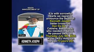 Kenneth Joseph ~ Short Obituary