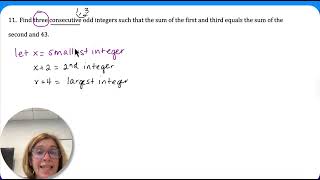Coach Fred's Alg ~ Consecutive Odd Integers Word Problem