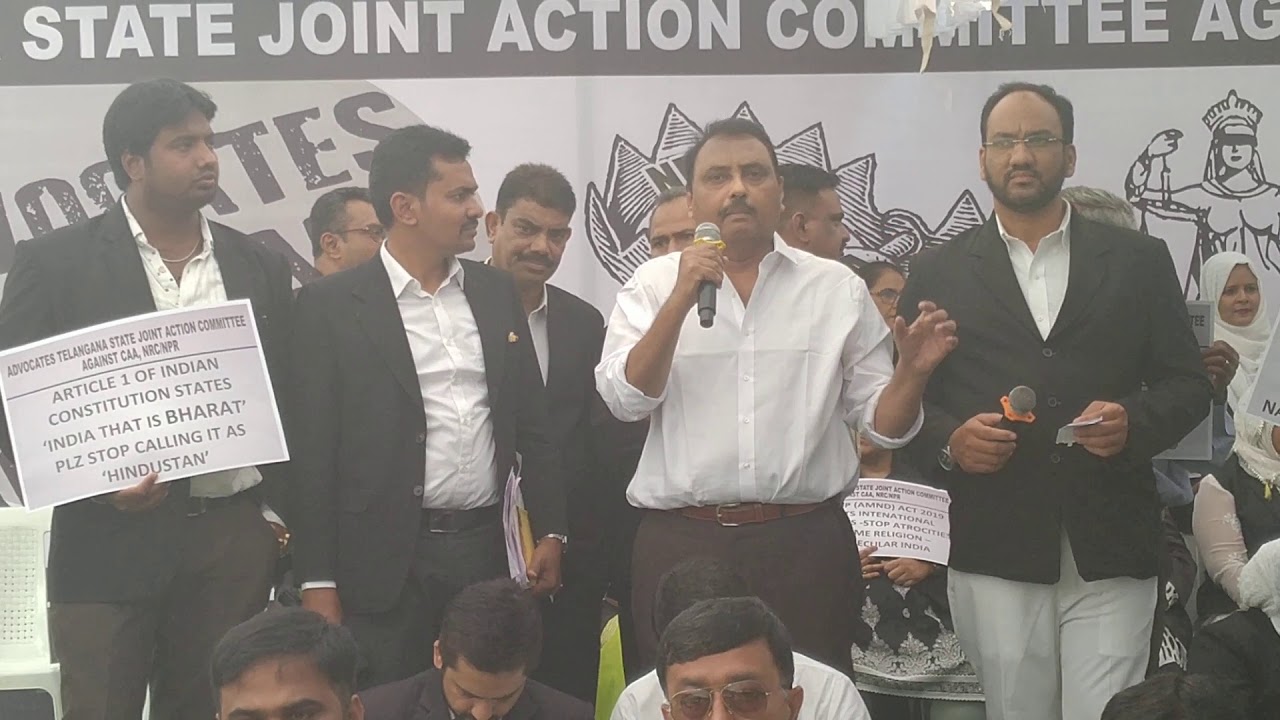 PROTEST AGAINST CAA ,NRC PROGRAMME” SnrAdvocate Mr.M.A.K Mukheed -Dharna Chowk,Indira Park,Telangana