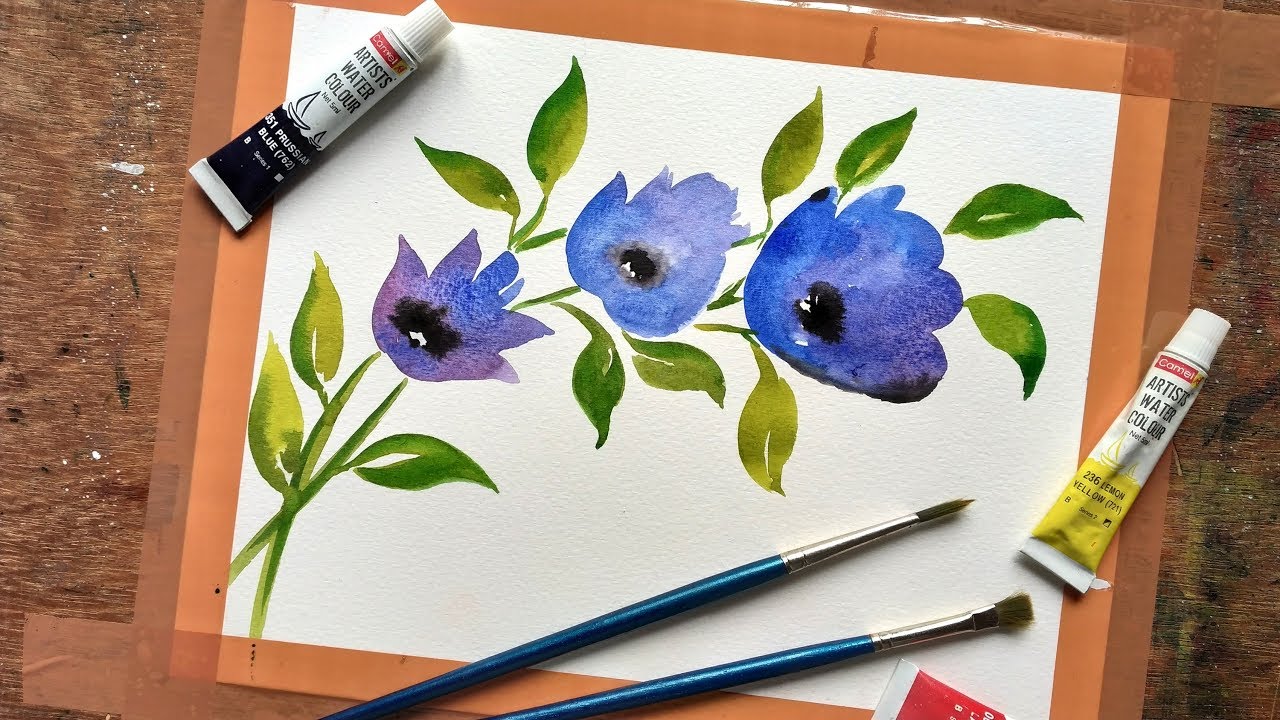 Simple And Easy Flower Painting | Beginners Watercolor - Youtube