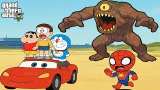 Siêu Nhân Người Nhện Nhí Và Doraemon Và Shin Cậu Bé Bút Chì Quái Vật Đuổi Theo Ở Phía Sau Gta 5
