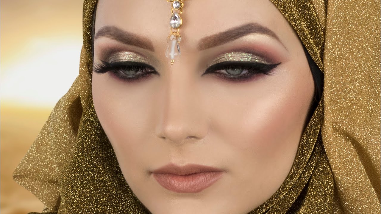 Gold Cut Crease Red Smokey Eye Arabic Makeup Youtube