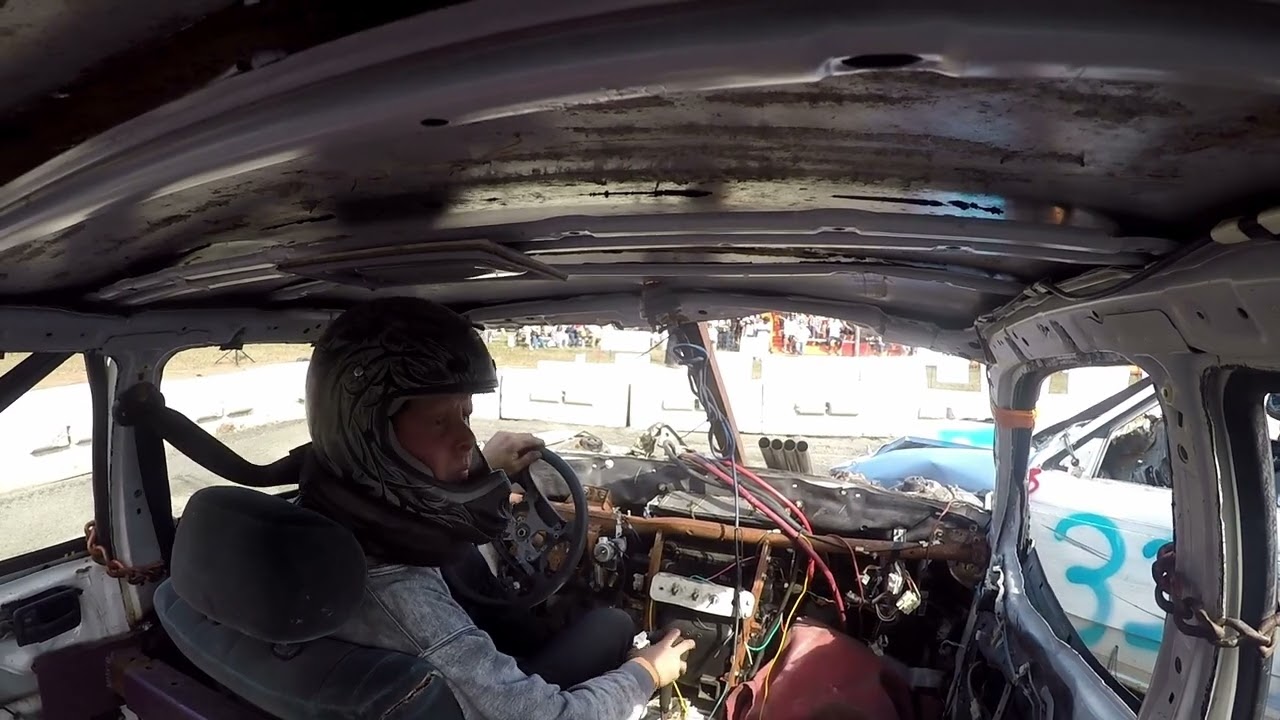 In Car with Brett edwards light weld mini in huntsville ontario demolition derby 2025