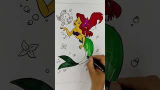 Little Mermaid Coloring With Markers , Mala Sirena Bojanka