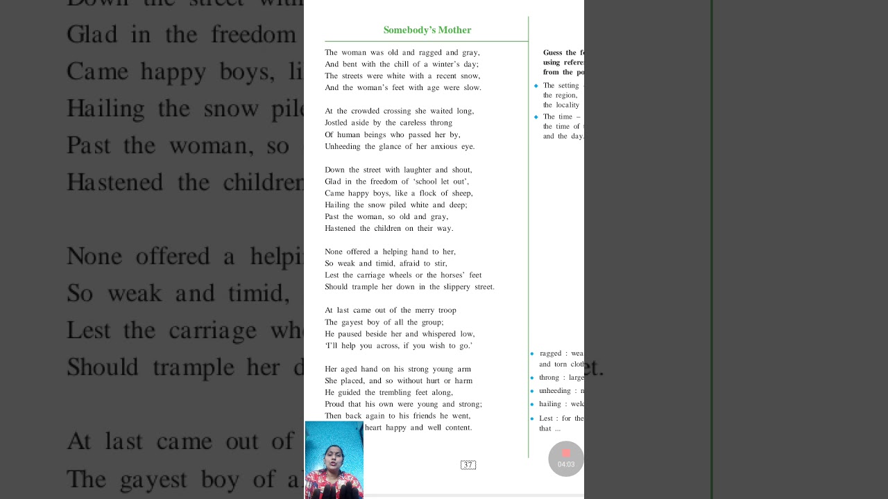 9std poem Somebody's Mother by Mary Dow Brine YouTube