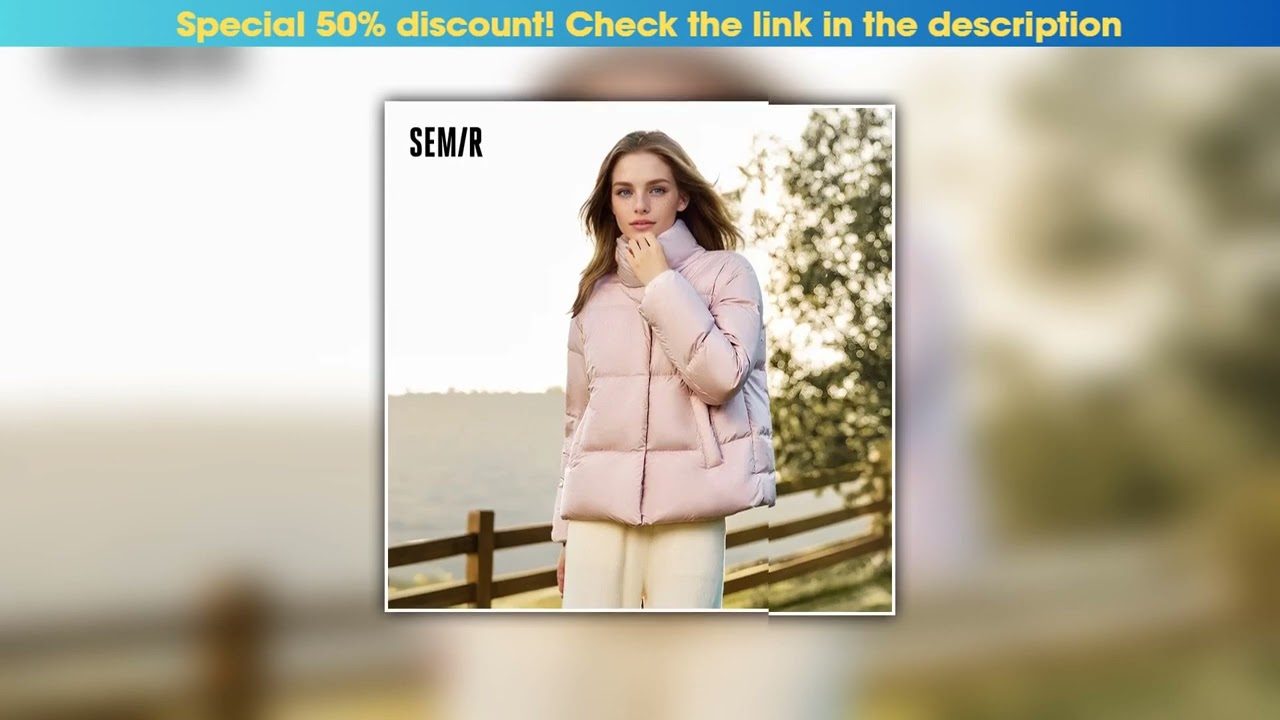 Discount Semir Down Jacket Women Solid Stand-Up Collar Waterproof Oil-proof Stain-proof Loose Simpl