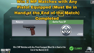 Win 2 MP Matches with Any Pistol Equipped (Must Be in Hand at the End of the Match) Cod Mobile 2023