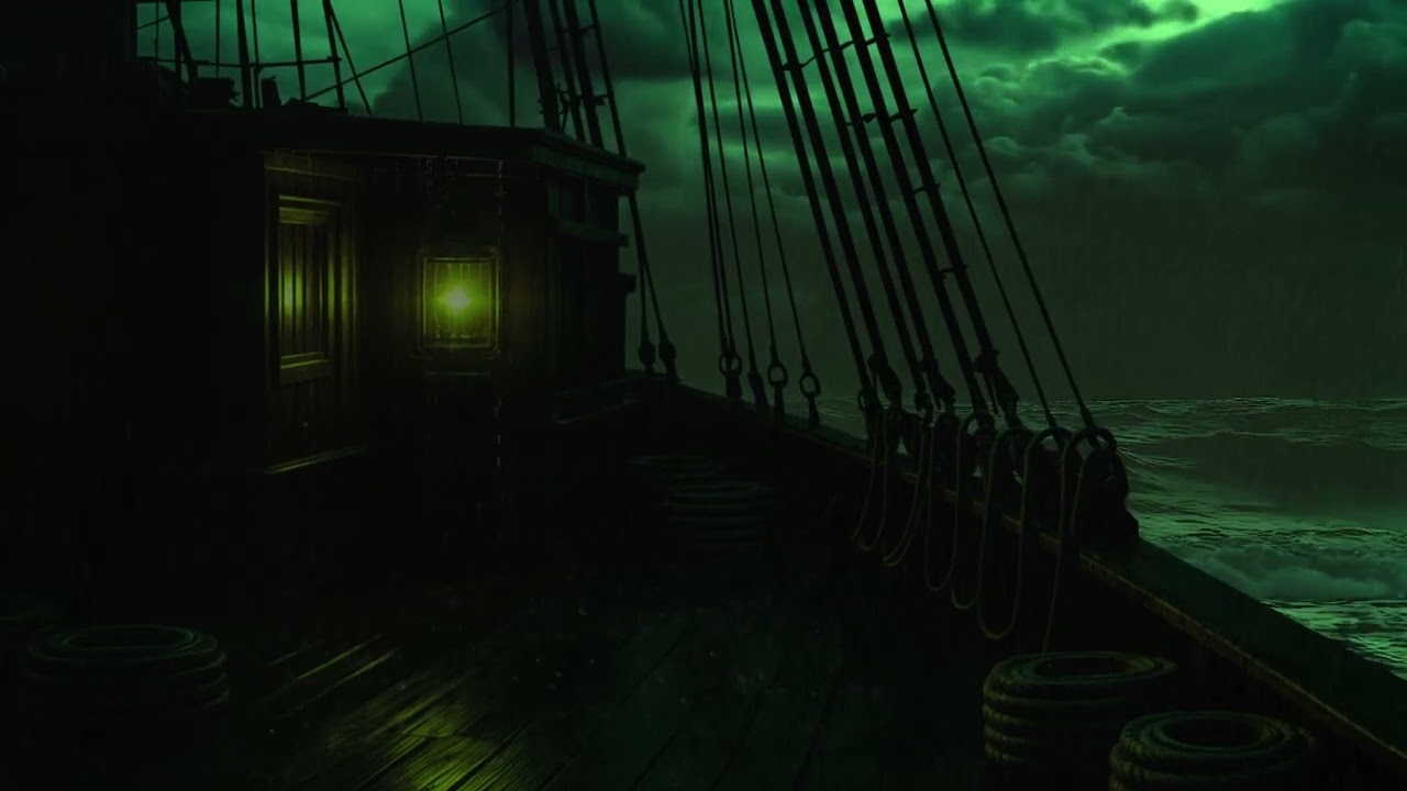 🌧️⚓ FLY INTO HEALING SLEEP [No Ads]😴💦 Heavy Rain & Ocean Sounds on a Pirate Ship 💤