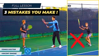 3 Forehand Beginner MISTAKES: Full Lesson On Court With Tennis Doctor