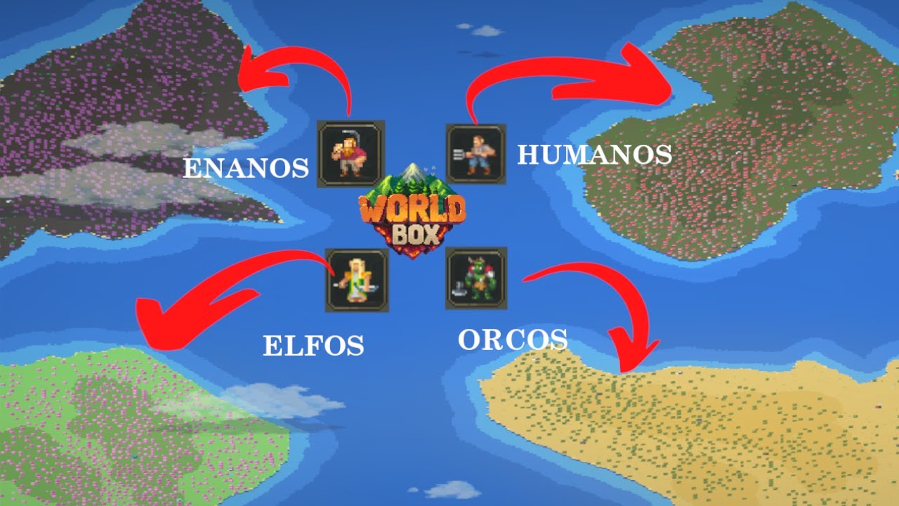 JUGANDO WORLDBOX PERO SON 4 ISLAS 4 RAZAS 4 BIOMAS WORLDBOX YouTube
