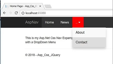 ASP: DropDown Menu Panel in: Asp.Net, MVC, Core