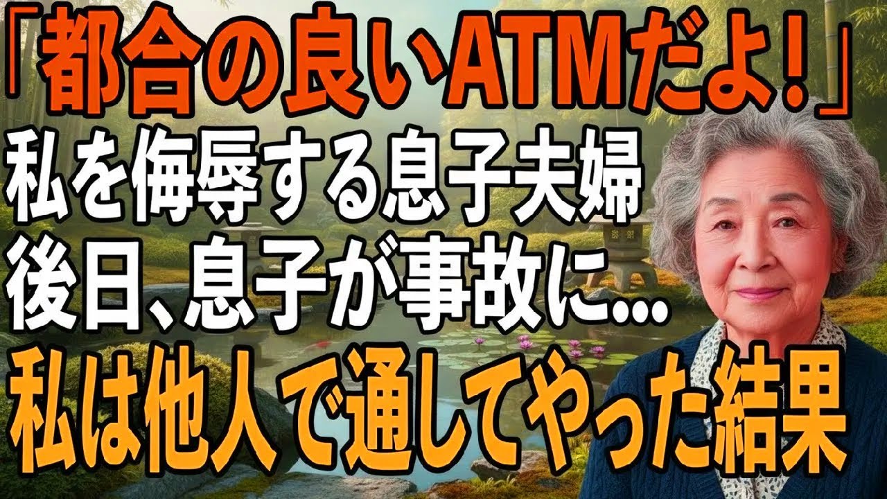 「母さんは都合の良いATMだよ」10年間援助したにも関わらず私を侮辱する息子夫婦。私は黙って戸籍から名前を消し姿を消し→後日、息子が事故に遭ったが私は【シニアライフ】【60代以上の方へ】