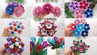 🔥10 ideas 🔥Beautiful Flowers from glitter foamiran ❤️Flower making DIY