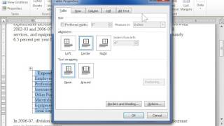 Adjust the Width of a Table - Word 2010