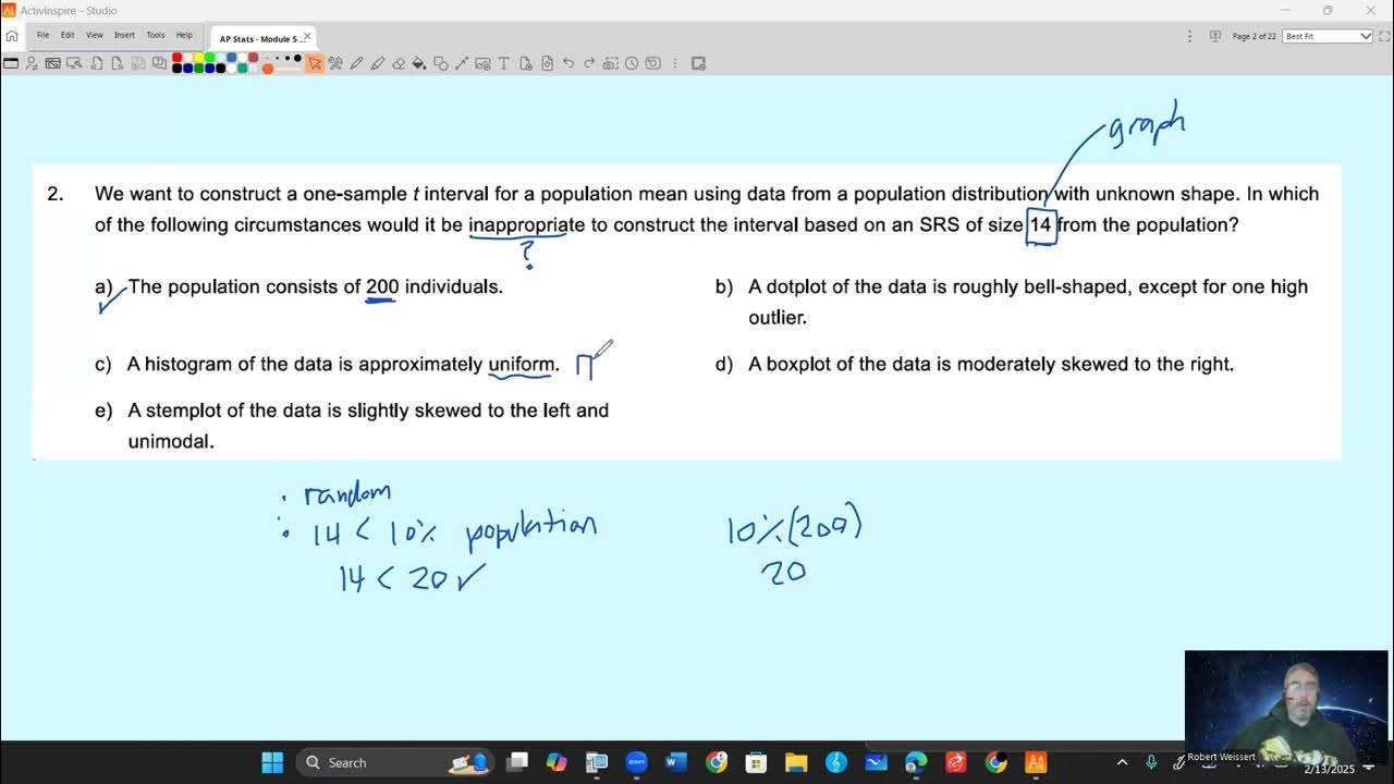 AP Statistics Unit 7 Review MCQ 02 YouTube