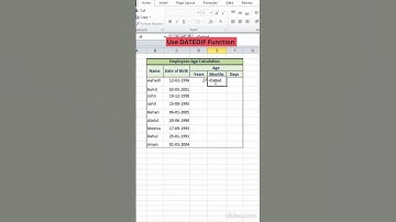 How to Calculate Age in Excel | Age Calculation from Date of Birth in Excel #shorts #agecalculation