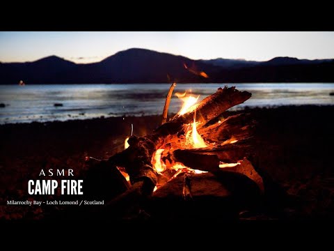 4K CAMP FIRE | ASMR | 1 HOUR | Milarrochy Bay - Loch Lomond / Scotland