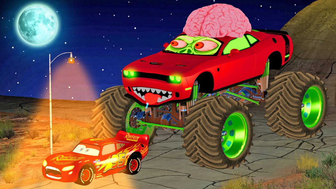 😱Horror Story | GIGANTIC HUNGRY DODGE MONSTER TRUCK ZOMBIE 🆚 McQueen😱| BeamNG Drive