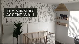 DIY ACCENT WALL FOR BABY NURSERY | CHEAP & EASY BOARD AND BATTEN WALL WITH HERRINGBONE PAINT PATTERN