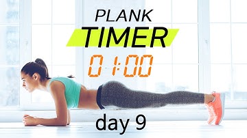 Plank Timer💙 day 9 - 30 days challenge with music ( 1 min )  |  플랭크 9일차