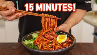 This 15 Minute KOREAN Garlic Shrimp Noodles Will Change Your LIFE!