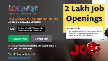 TCS National Qualifier Test (TCS NQT)  | Job Offer for 2 Lakhs Fresh Graduates in TCS