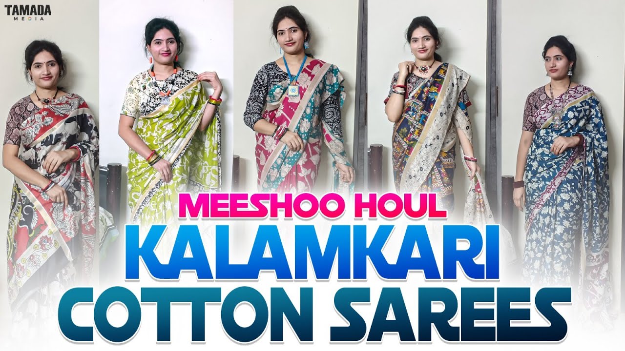 Kalamkari cotton sarees meesho Houl @HomeQueenTelugu