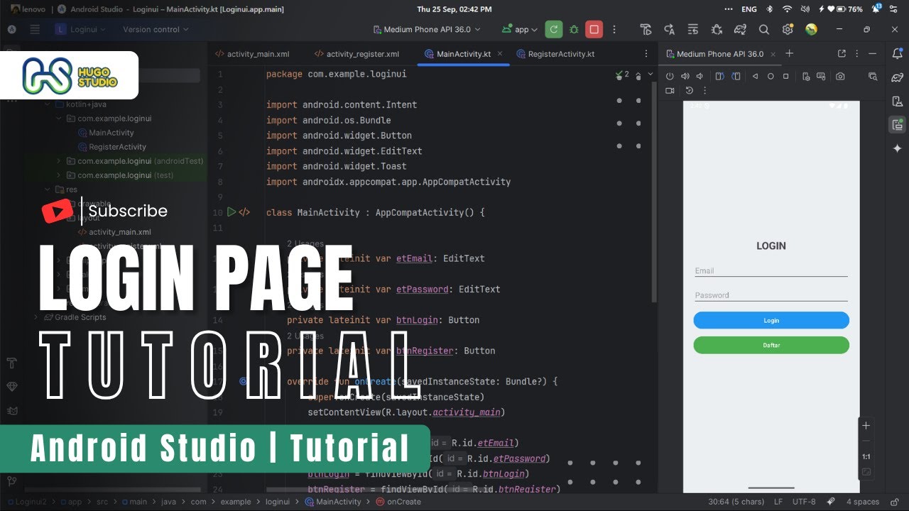 cara membuat aplikasi login & register di android studio | tutorial ...