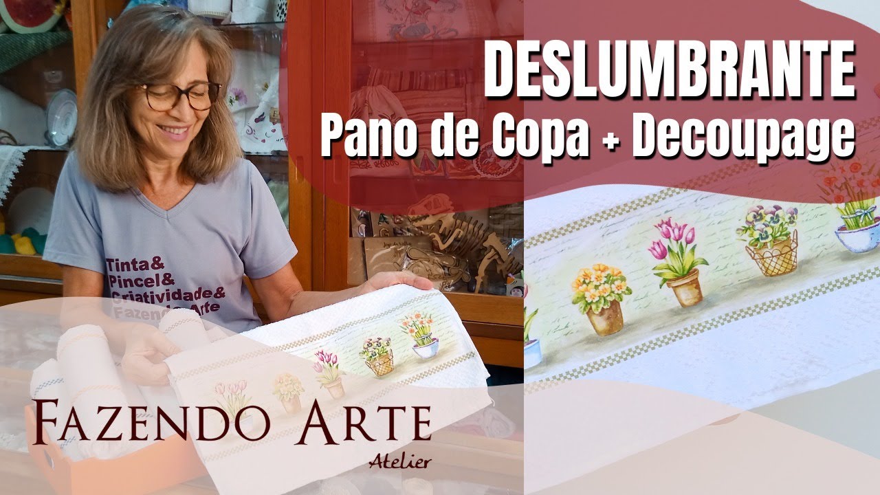 Novo Tutorial de DECOUPAGE EM TECIDO que Você Vai Amar! (Pano de Copa Decorado) 