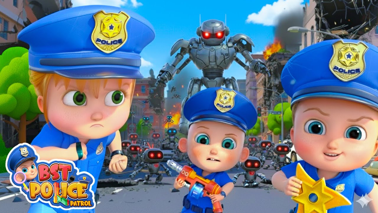 Giant Robot On the Loose | Robot Attack | Cartoon animation for kids | BST Police Patrol