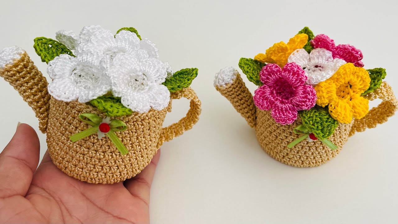 Mini bule em crochê rápido e fácil